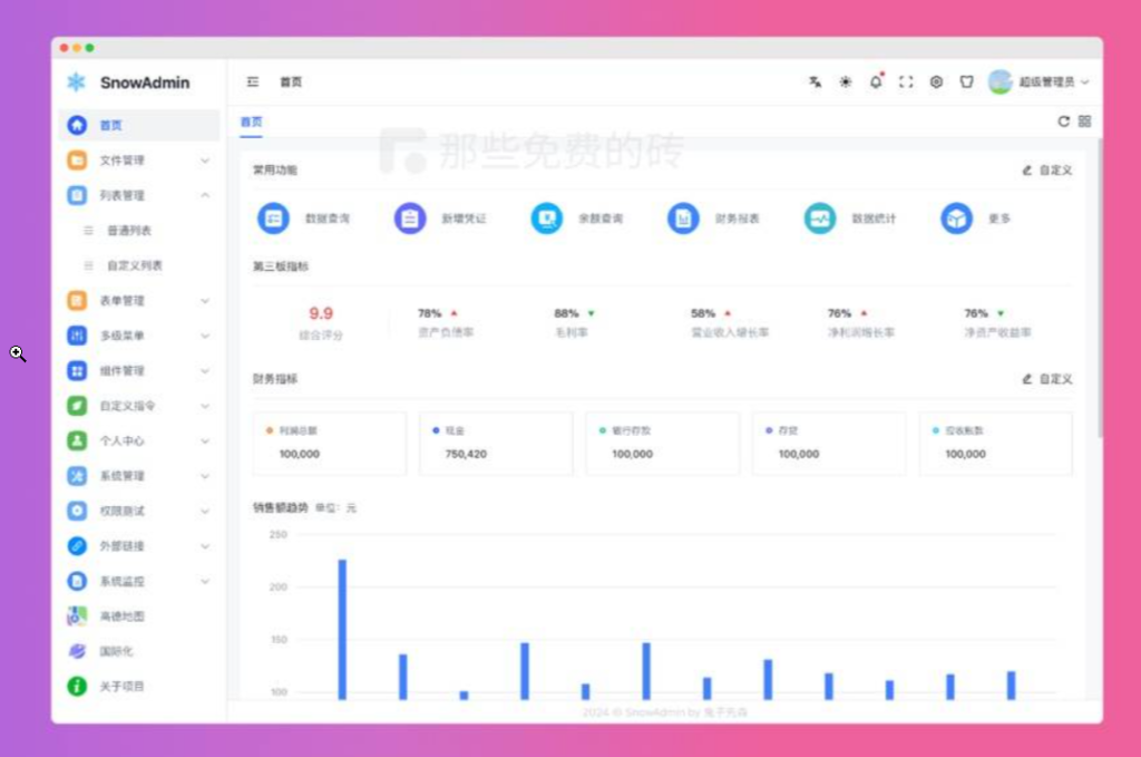图片[1]-SnowAdmin – 功能丰富、简单易用的开源的后台管理框架，基于 Vue3 / TypeScript / Arco Design 等技术栈打造-宇凌云界